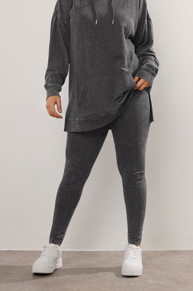 Yours Black Acid Wash Leggings