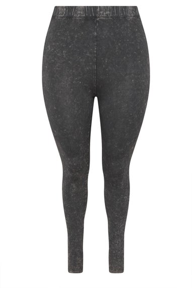 Yours Black Acid Wash Leggings