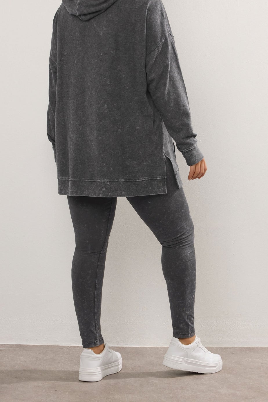 Yours Black Acid Wash Leggings