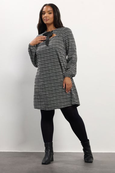 Yours Curve Black Boucle Cut Out Bow Mini Dress