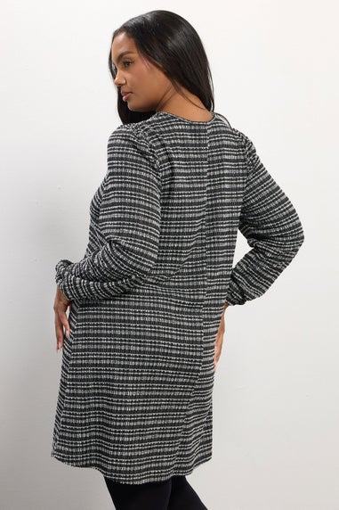 Yours Curve Black Boucle Cut Out Bow Mini Dress