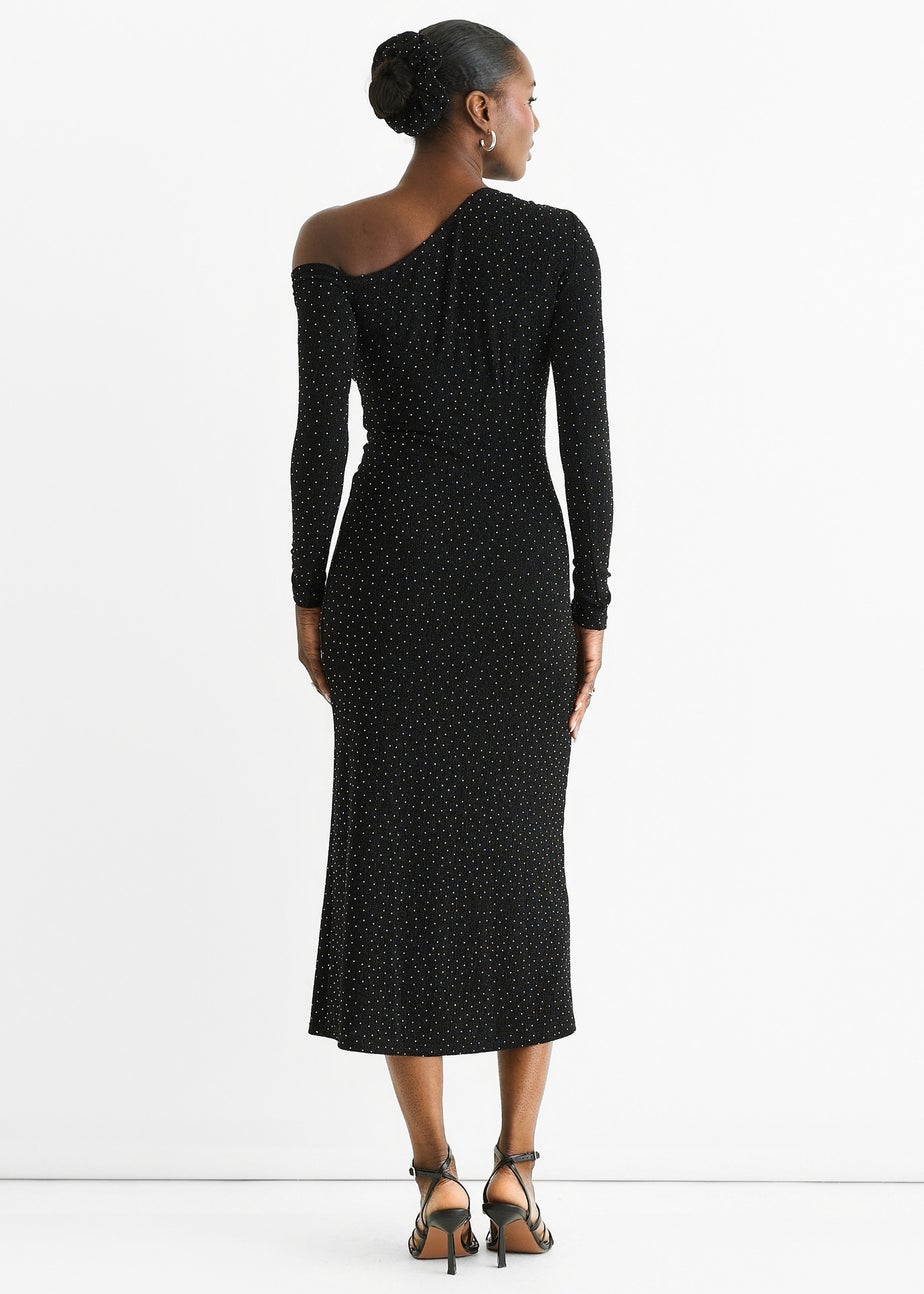 Gini London Black Hot Fix Studded Jersey Midi Dress