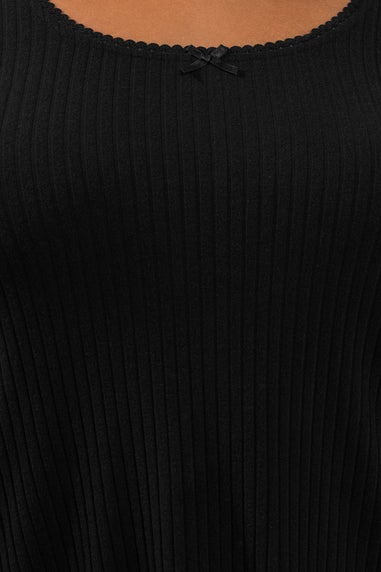 Yours Curve Black Ribbed Tunic Mini Dress