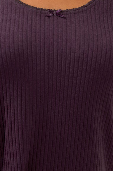 Yours Curve Purple Ribbed Tunic Mini Dress