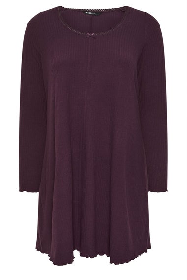 Yours Curve Purple Ribbed Tunic Mini Dress