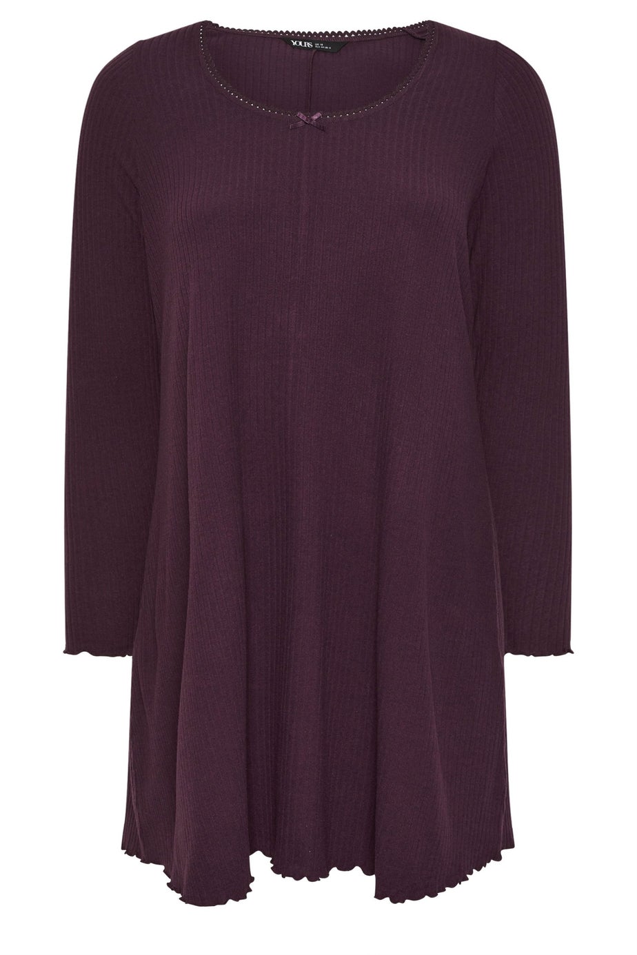 Yours Curve Purple Ribbed Tunic Mini Dress