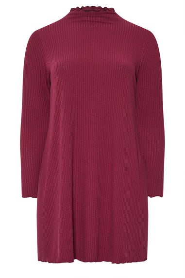 Yours Red Lettuce Edge Tunic Dress
