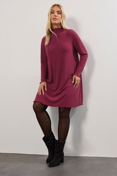 Yours Red Lettuce Edge Tunic Dress