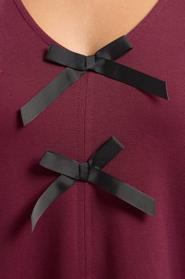 Yours Curve Burgundy Red Bow Detail Tunic Dress