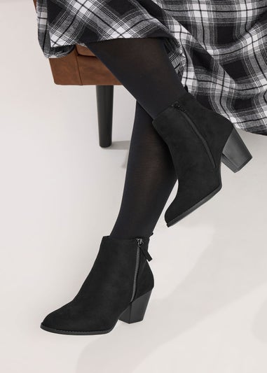 Yours Black Faux Suede Block Heel Ankle Boots In Wide E Fit & Extra Wide EEE Fit