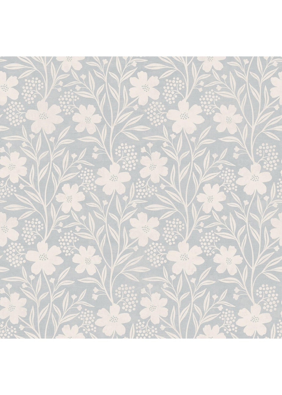 Arthouse Berry Floral Soft Blue Wallpaper