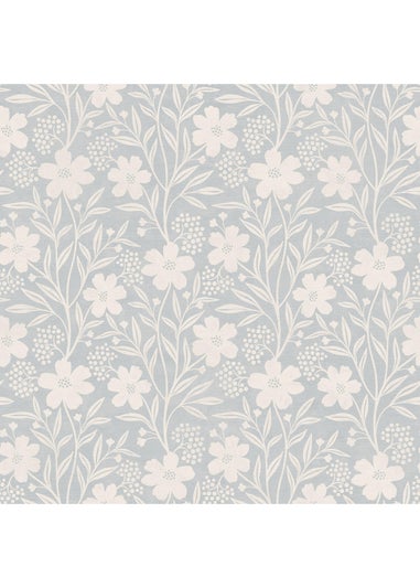 Arthouse Berry Floral Soft Blue Wallpaper
