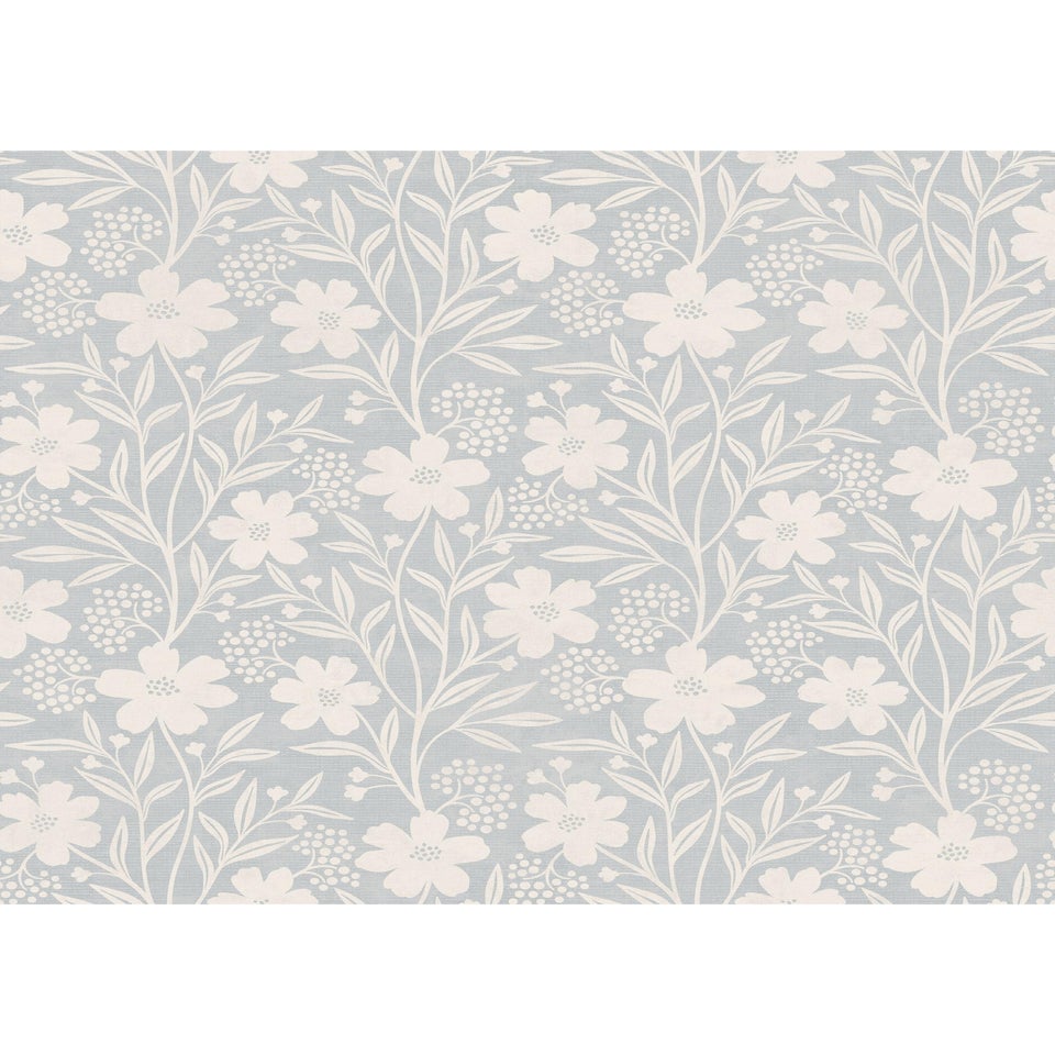 Arthouse Berry Floral Soft Blue Wallpaper