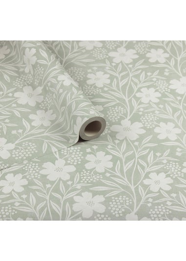 Arthouse Berry Floral Sage Wallpaper