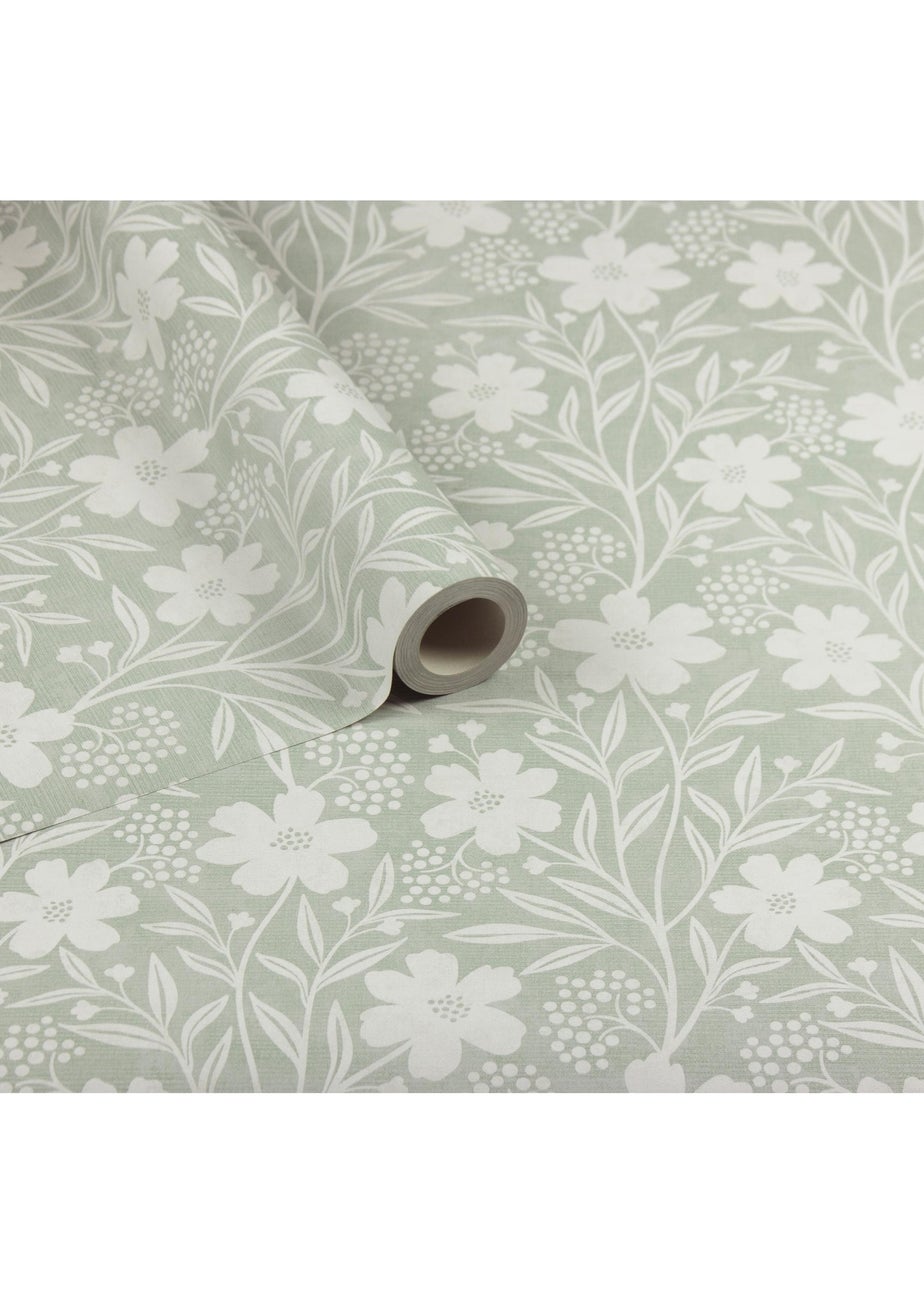 Arthouse Berry Floral Sage Wallpaper