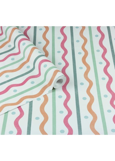 Arthouse Squiggle Stripe Rust Multi Wallpaper