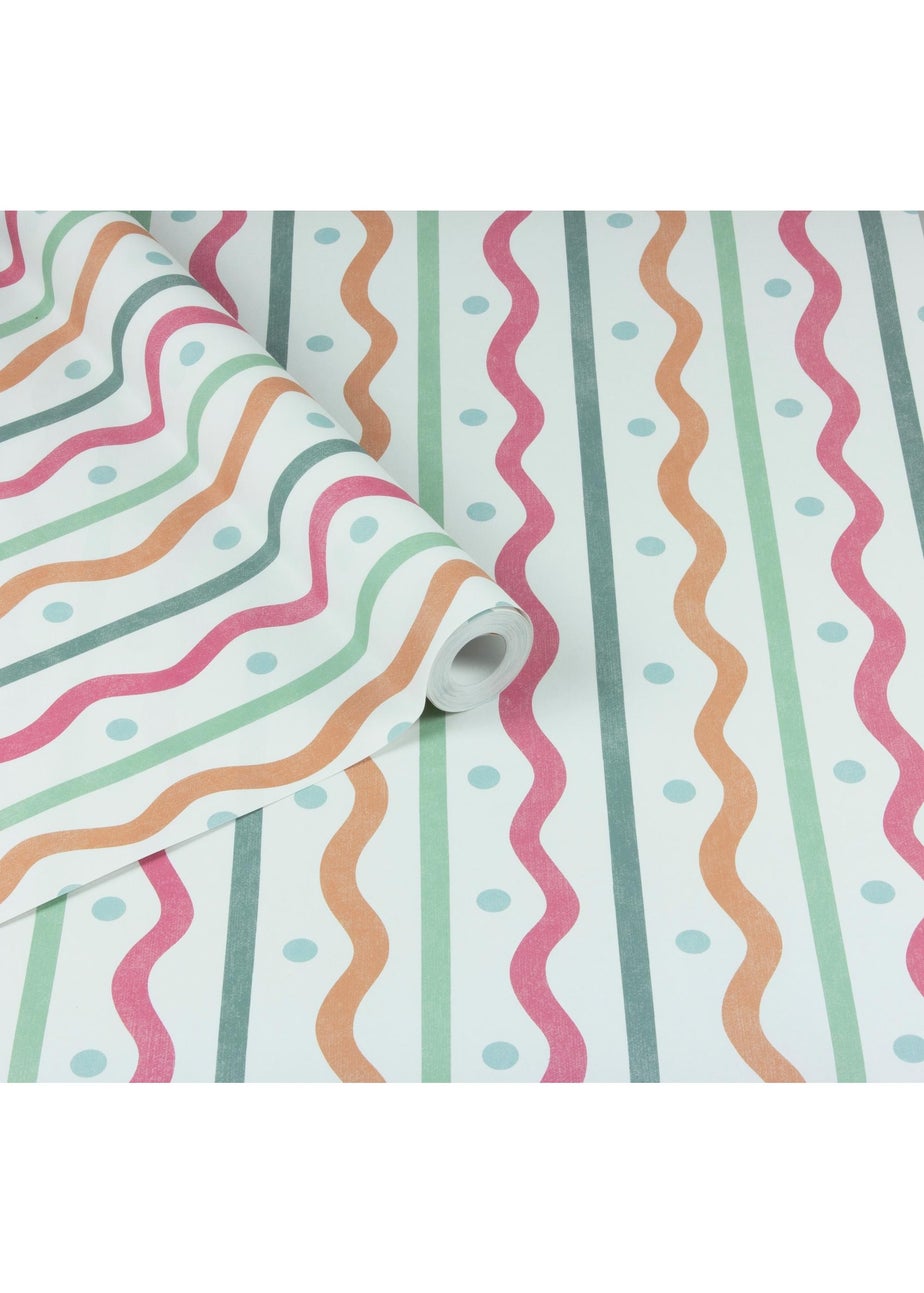 Arthouse Squiggle Stripe Rust Multi Wallpaper