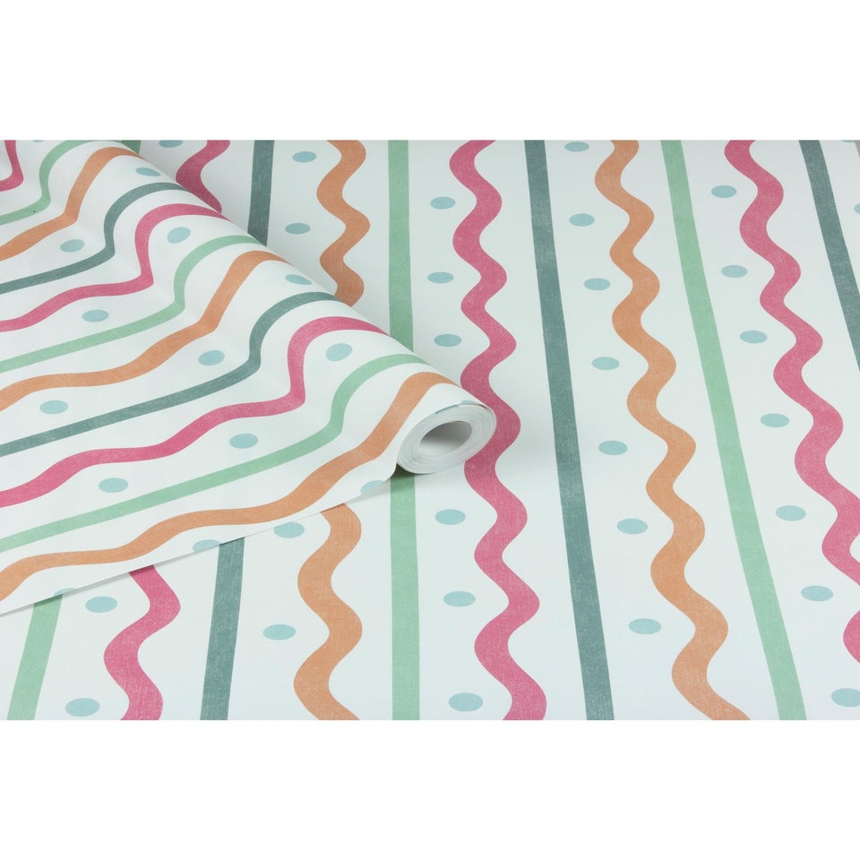 Arthouse Squiggle Stripe Rust Multi Wallpaper