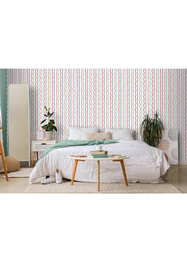 Arthouse Squiggle Stripe Rust Multi Wallpaper