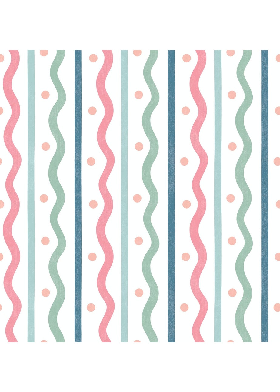 Arthouse Squiggle Stripe Pink Multi Wallpaper