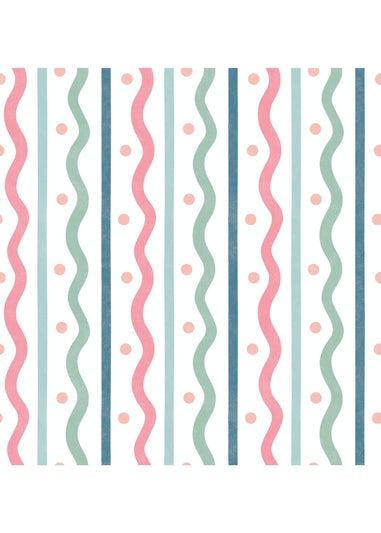 Arthouse Squiggle Stripe Pink Multi Wallpaper