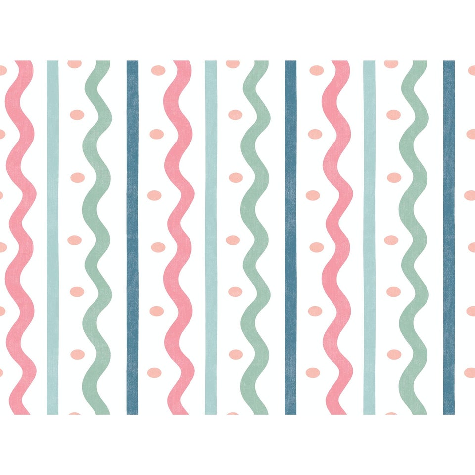 Arthouse Squiggle Stripe Pink Multi Wallpaper