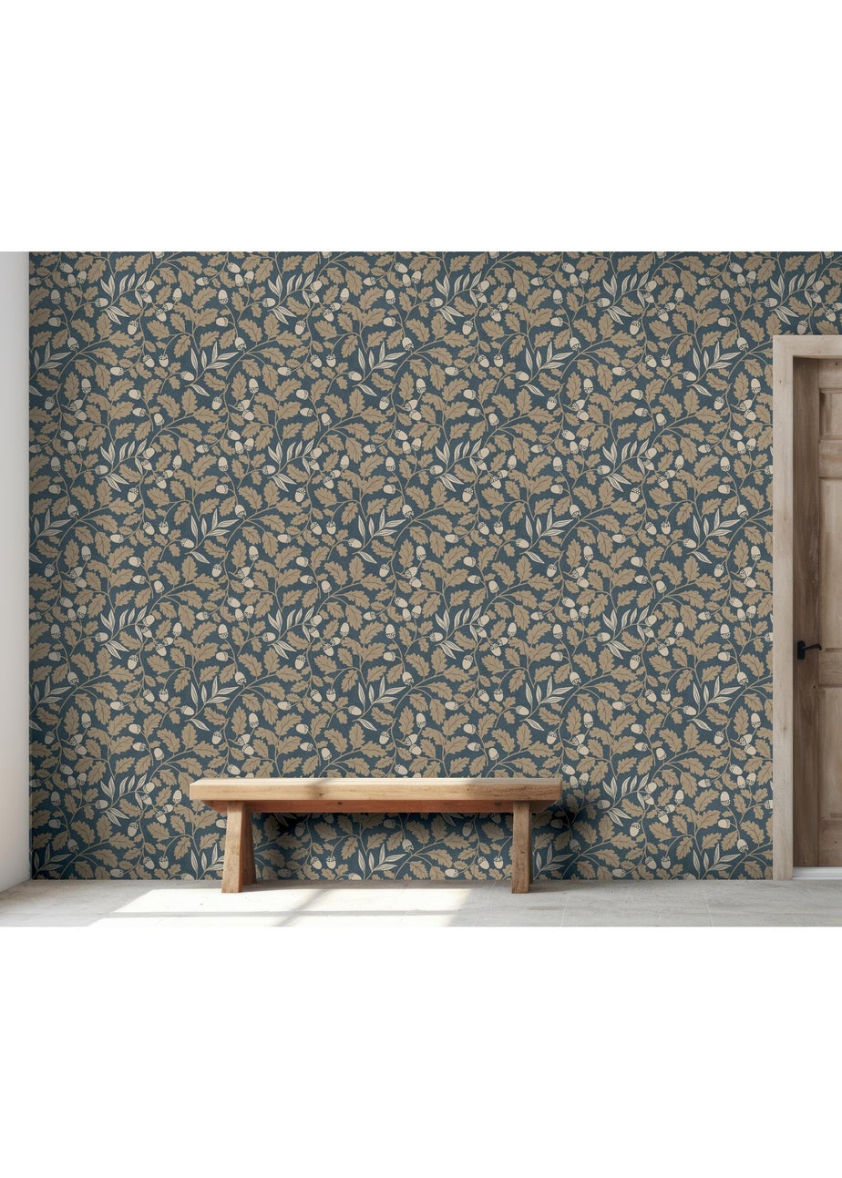 Arthouse Acorn Trail Navy Wallpaper