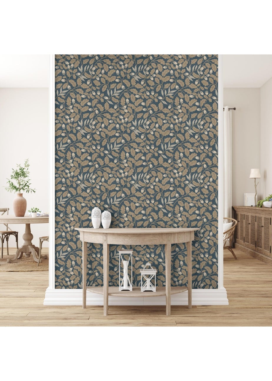 Arthouse Acorn Trail Navy Wallpaper