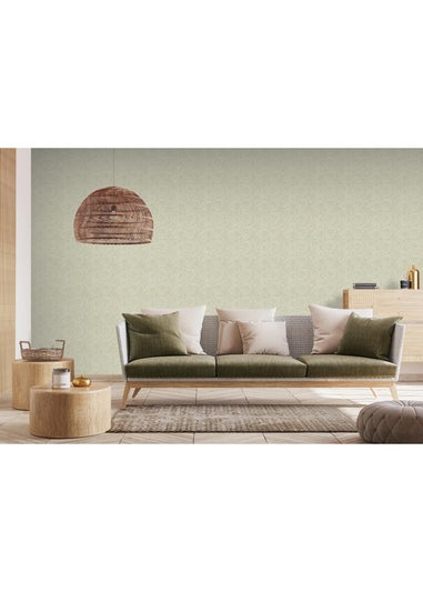 Arthouse Leaf Print Sage Wallpaper