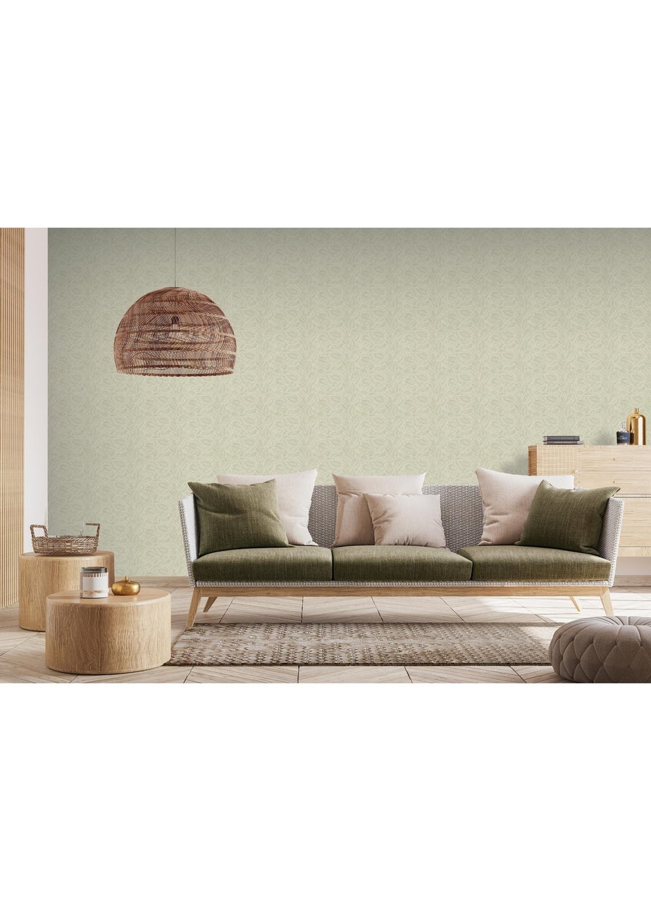 Arthouse Leaf Print Sage Wallpaper