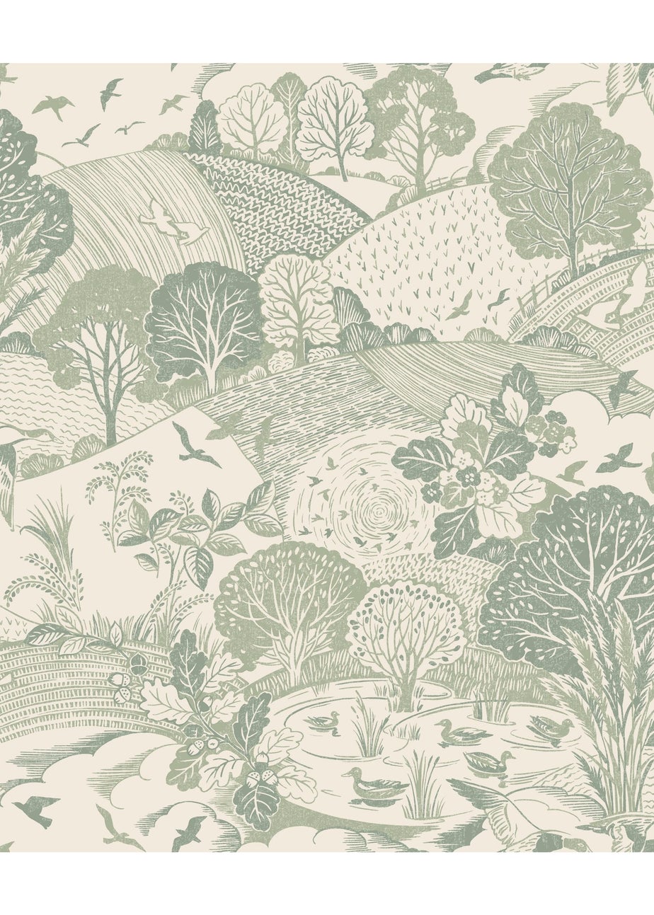 Arthouse Country Landscape Sage Wallpaper
