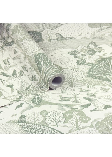 Arthouse Country Landscape Sage Wallpaper