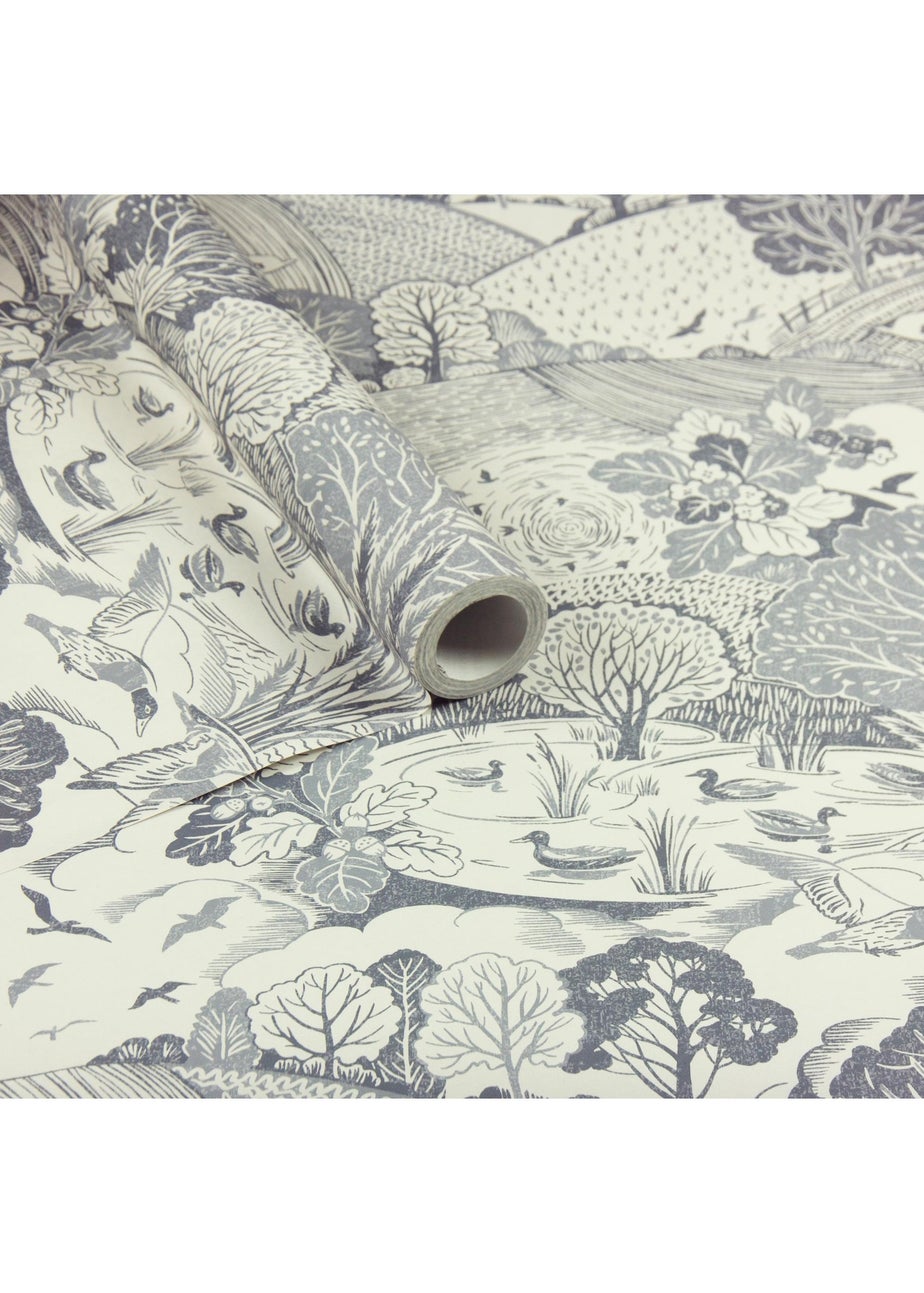 Arthouse Country Landscape Navy Wallpaper