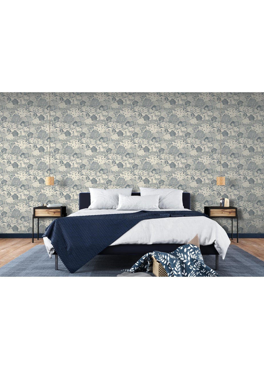 Arthouse Country Landscape Navy Wallpaper