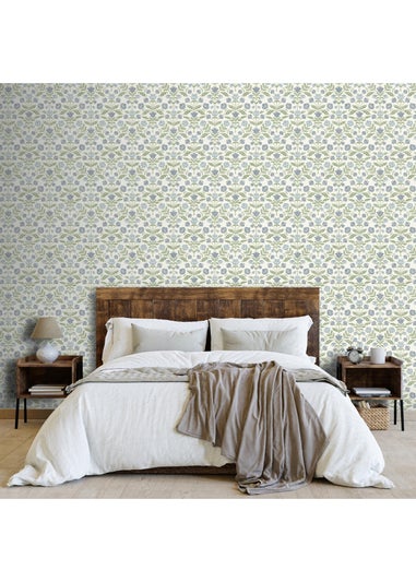 Arthouse Modern Floral Damask Blue / Green Wallpaper
