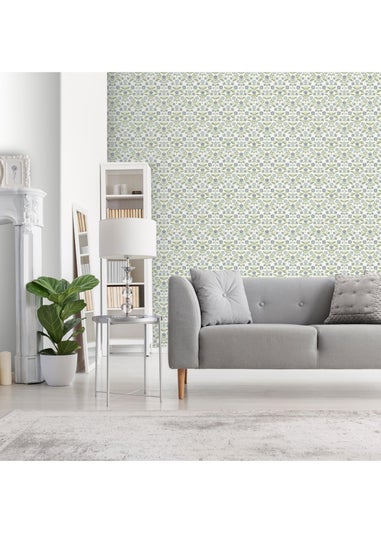 Arthouse Modern Floral Damask Blue / Green Wallpaper