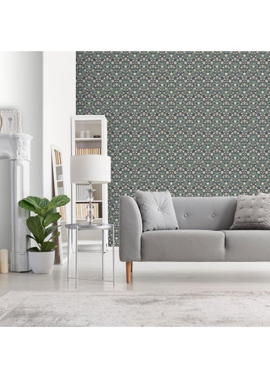 Arthouse Modern Floral Damask Navy Wallpaper