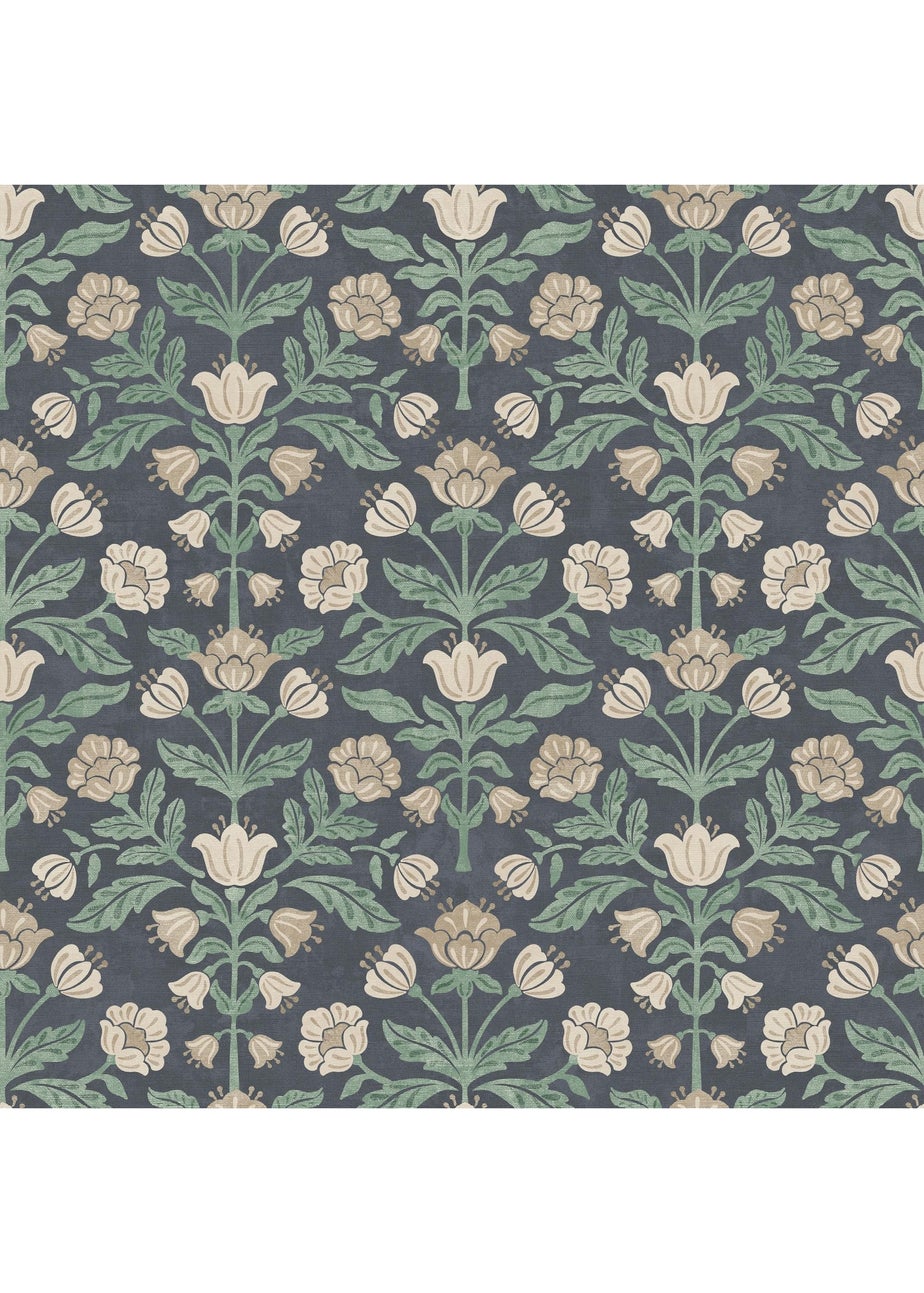 Arthouse Modern Floral Damask Navy Wallpaper