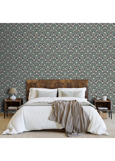 Arthouse Modern Floral Damask Navy Wallpaper