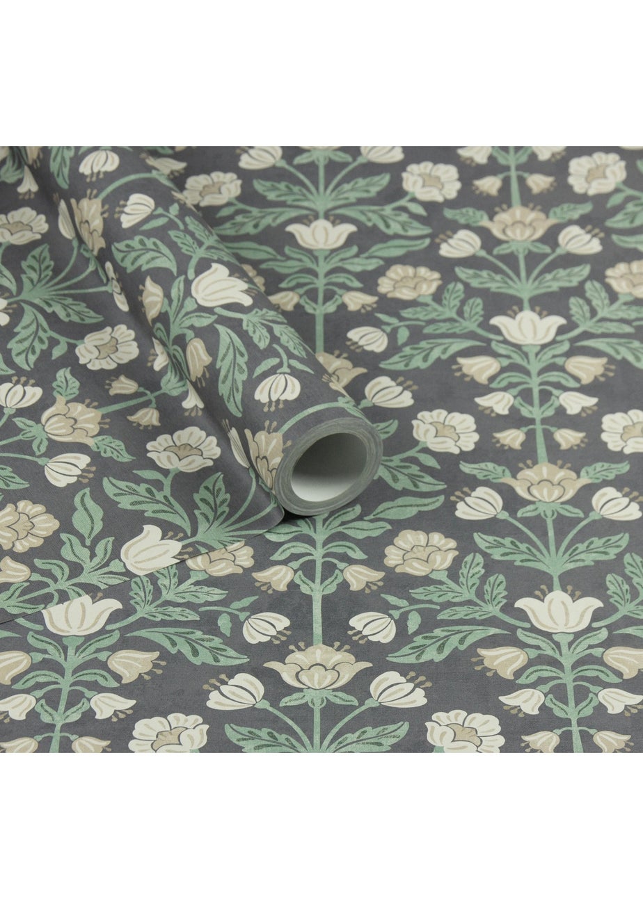 Arthouse Modern Floral Damask Navy Wallpaper