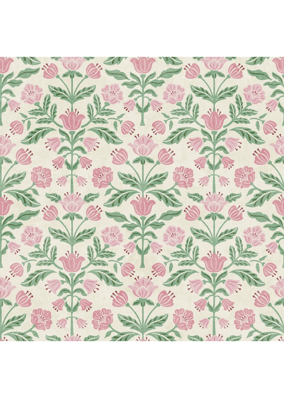 Arthouse Modern Floral Damask Green / Pink Wallpaper