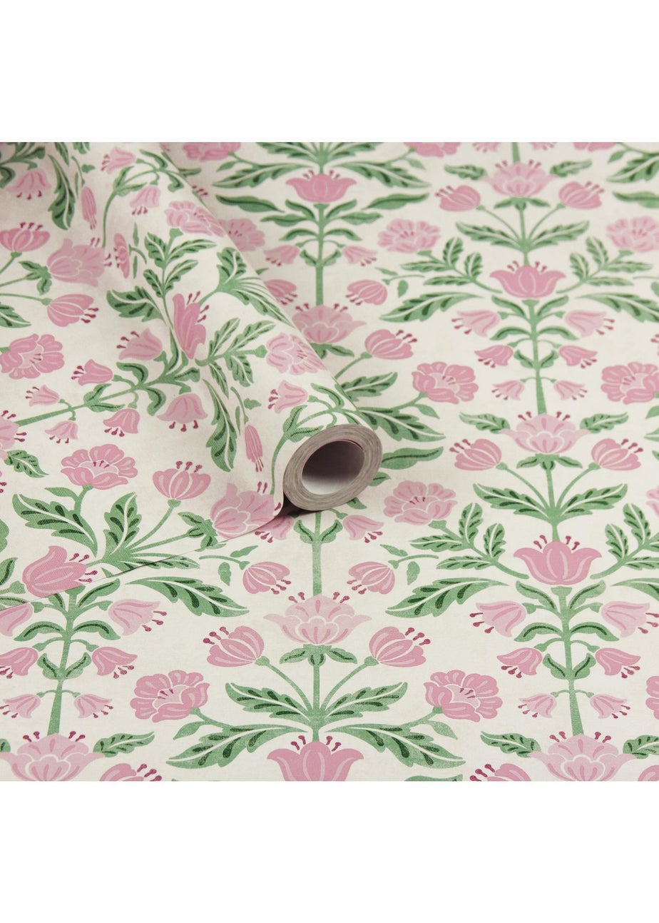 Arthouse Modern Floral Damask Green / Pink Wallpaper