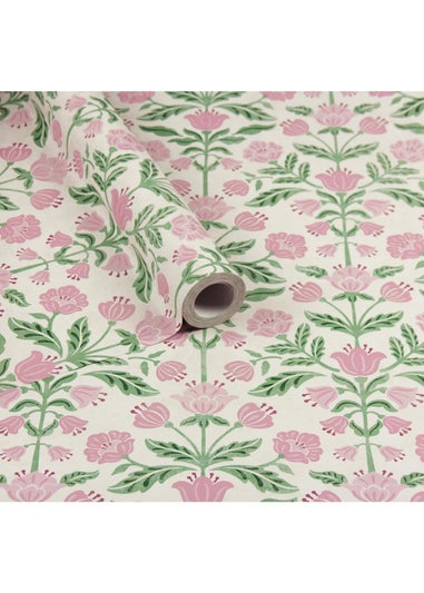 Arthouse Modern Floral Damask Green / Pink Wallpaper