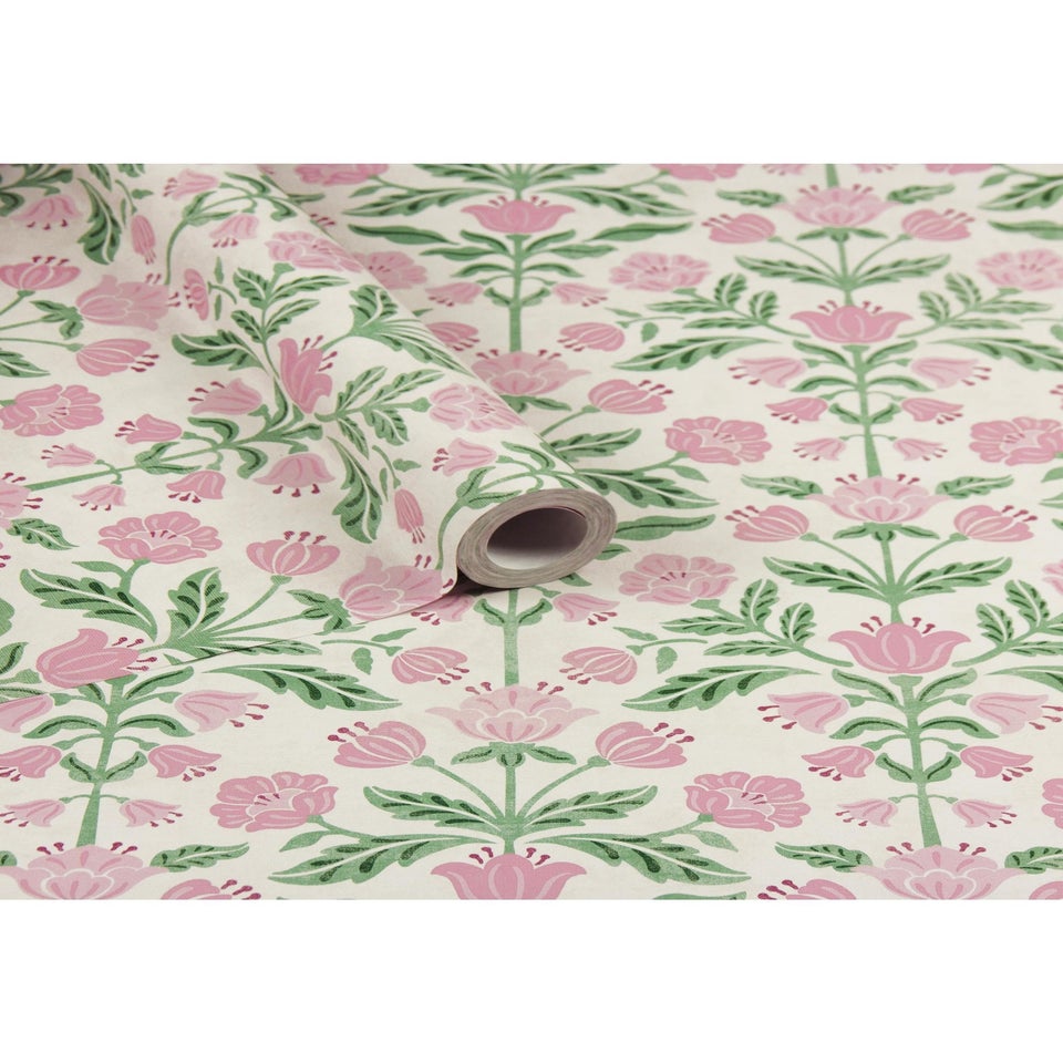 Arthouse Modern Floral Damask Green / Pink Wallpaper