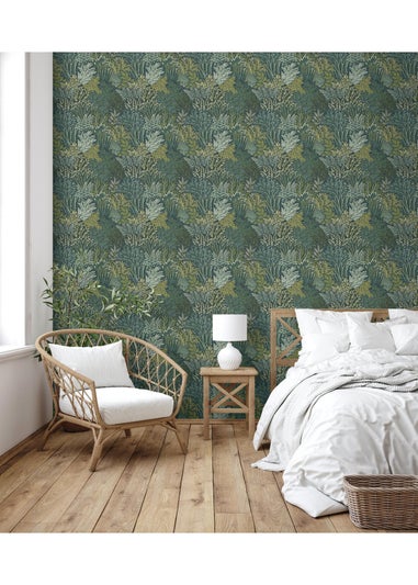 Arthouse Illustrated Foliage Blue Wallpaper