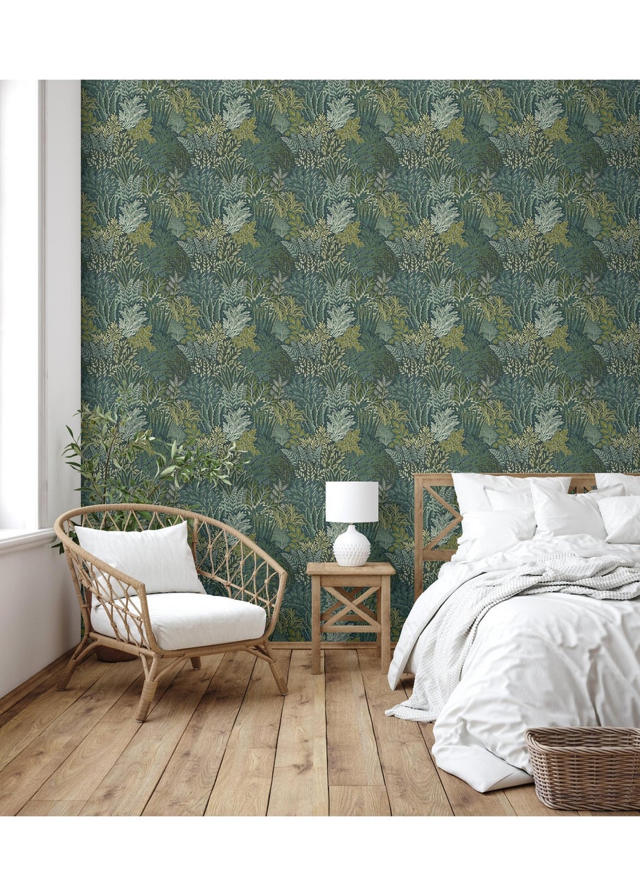 Arthouse Illustrated Foliage Blue Wallpaper