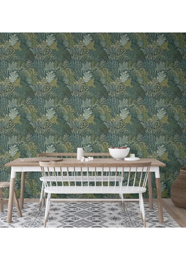 Arthouse Illustrated Foliage Blue Wallpaper