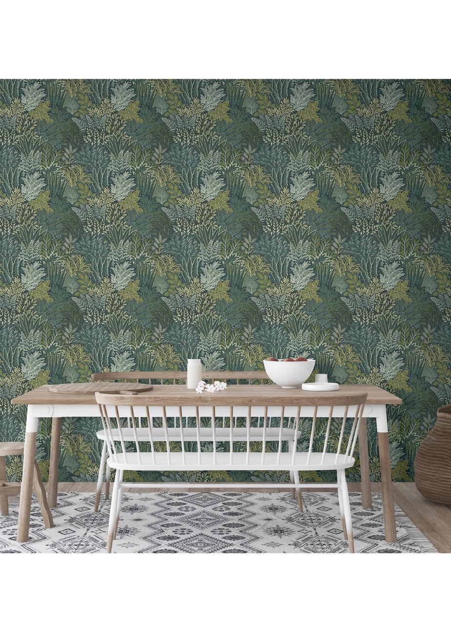 Arthouse Illustrated Foliage Blue Wallpaper