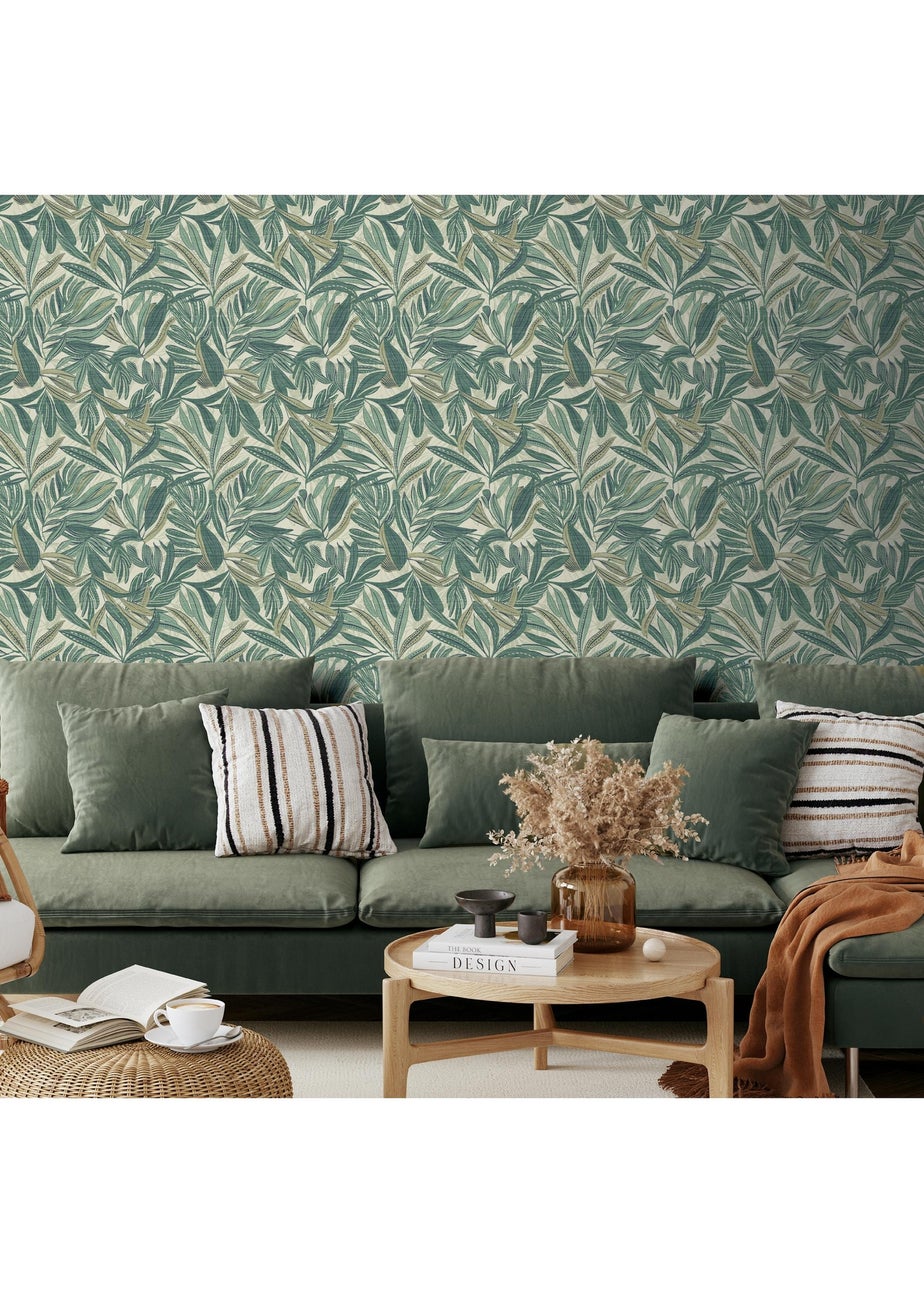 Arthouse Graphic Tropical Leaf Green Wallpaper