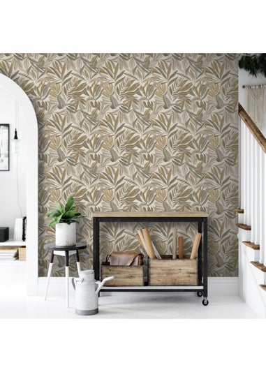 Arthouse Graphic Tropical Leaf Neutral Wallpaper